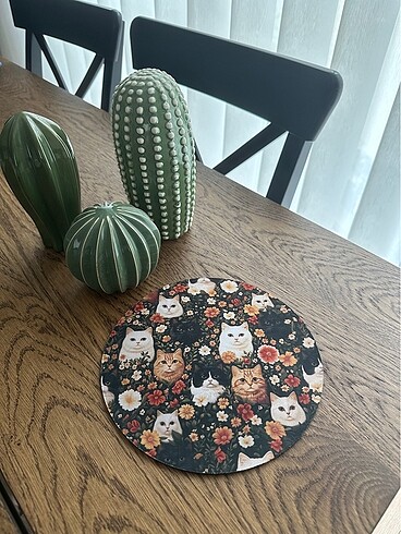 Kedili Çiçekli Mouse Pad