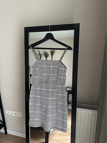 Bershka Ekose Askılı Mini Elbise