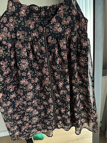 m Beden Vintage Şifon Çiçekli Elbise