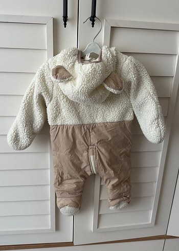 Beyaz Peluş Bebek Kış Tulumu, astronot tulum - Görsel 2