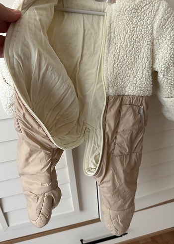 Beyaz Peluş Bebek Kış Tulumu, astronot tulum - Görsel 4