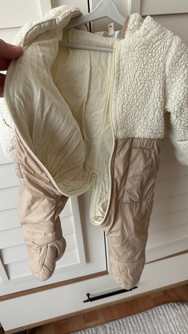 Beyaz Peluş Bebek Kış Tulumu, astronot tulum - Görsel 4