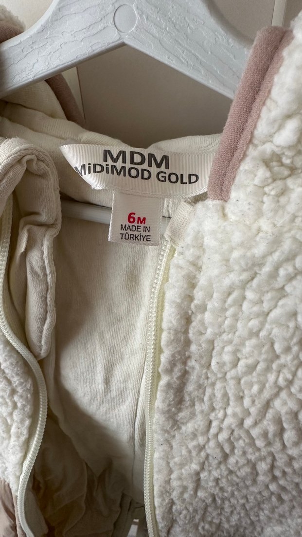 Beyaz Peluş Bebek Kış Tulumu, astronot tulum - Görsel 5