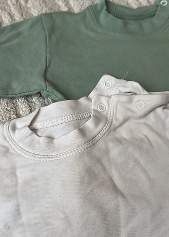 Bebek için beyaz ve pastel uzun kollu içlik - Görsel 2