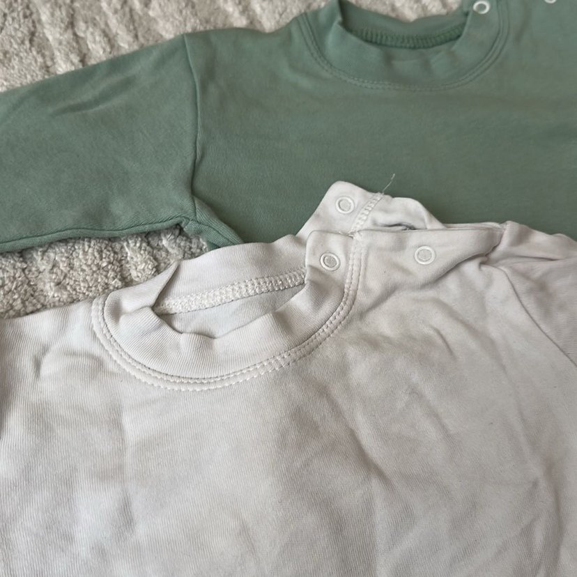 Bebek için beyaz ve pastel uzun kollu içlik - Görsel 2