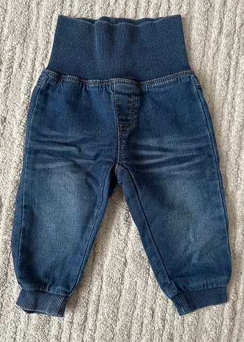 9-12 Ay Beden Bebek elastik Bel Koyu Mavi Kot Pantolon