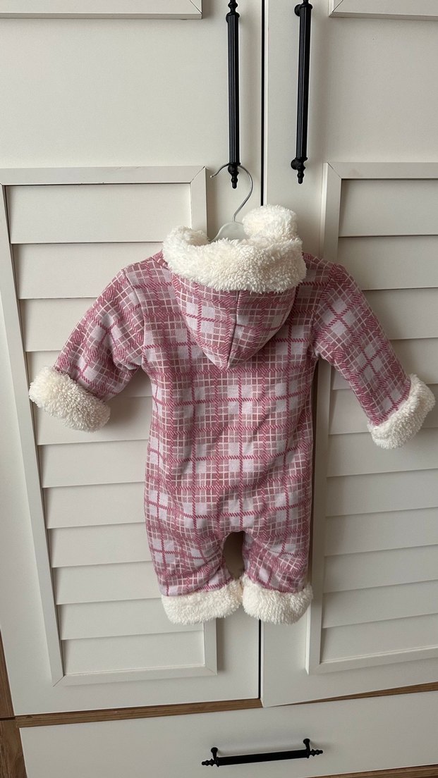 Düğmeli Pembe Ekoseli Bebek Tulumu - Görsel 2