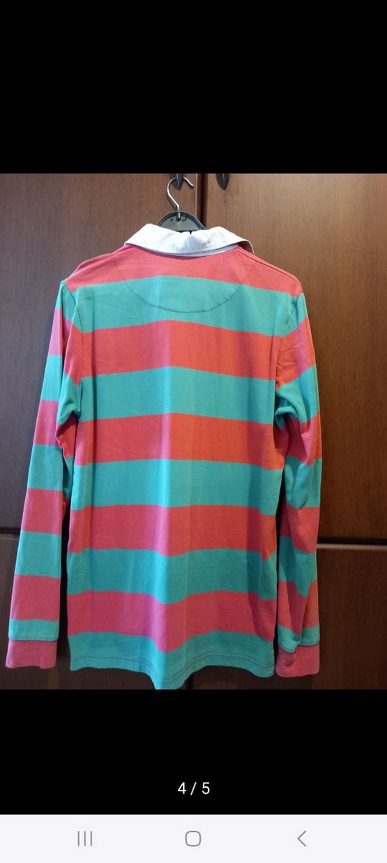 Lufian renkli Çizgili Uzun Kollu Polo Tişört - Görsel 4