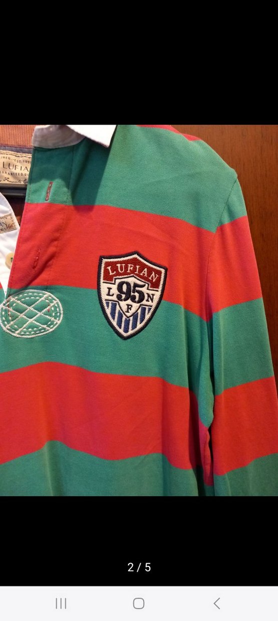 Lufian renkli Çizgili Uzun Kollu Polo Tişört - Görsel 2