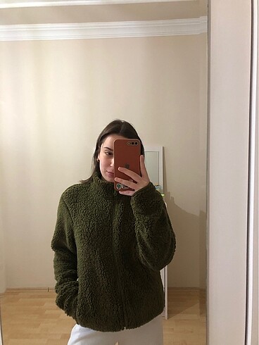 xs Beden yeşil Renk Koton peluş hırka