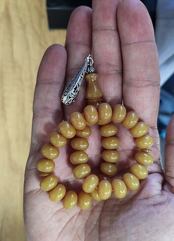 Mercimek kesim orjinal sıkma kehribar tesbih 