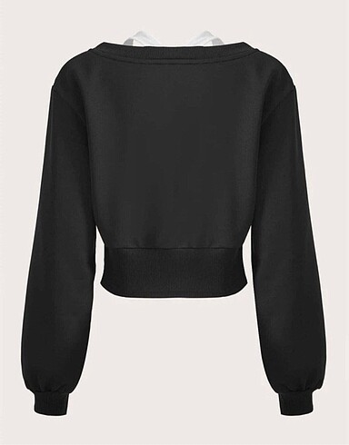 Zara Y2K İkili Görünüm Siyah Crop Sweat