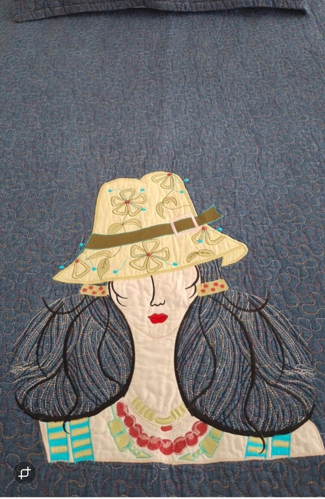 Lacivert Nakışlı Yatak Örtüsü - Görsel 3