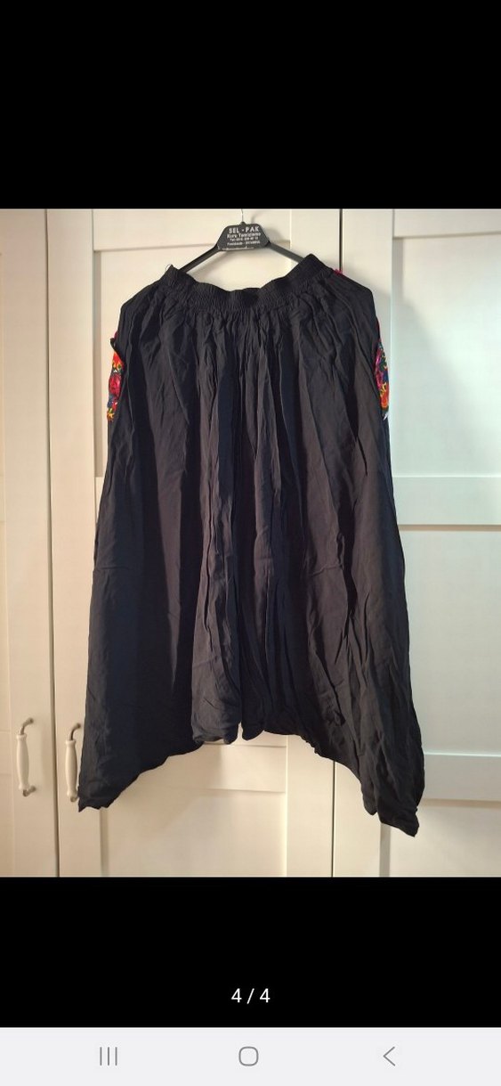 Siyah Nakışlı Bohem etnik şalvar - Görsel 4