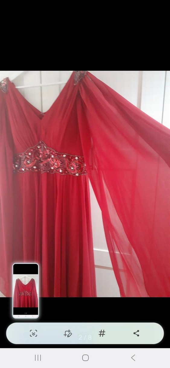 kırmızı uzun abiye elbise - Görsel 2