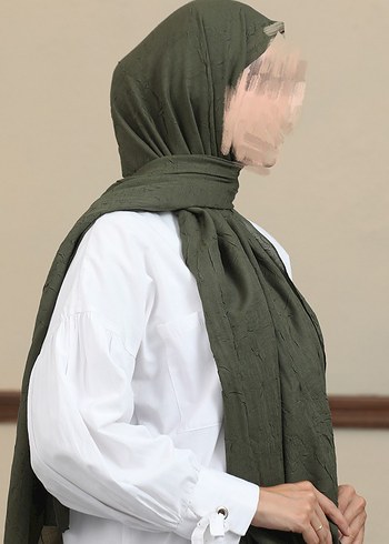 Kadın Keten Haki Drapeli Şal bambu şal