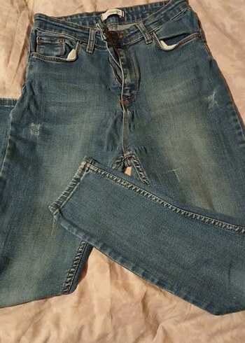 Atmosphere Mavi Yikamali Denim Yuksek Belli Likrali Jean