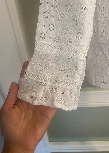 Dantel Detaylı Bohem Uzun Kollu Kadın Gömlek - Görsel 5