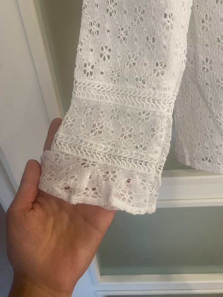 Dantel Detaylı Bohem Uzun Kollu Kadın Gömlek - Görsel 5