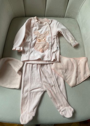 Dantel Detaylı Pembe Bebek Kız Takımı - Görsel 4