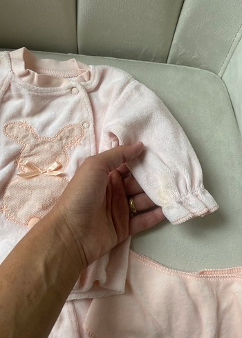 Dantel Detaylı Pembe Bebek Kız Takımı - Görsel 3