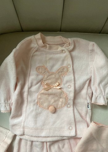 Dantel Detaylı Pembe Bebek Kız Takımı - Görsel 2