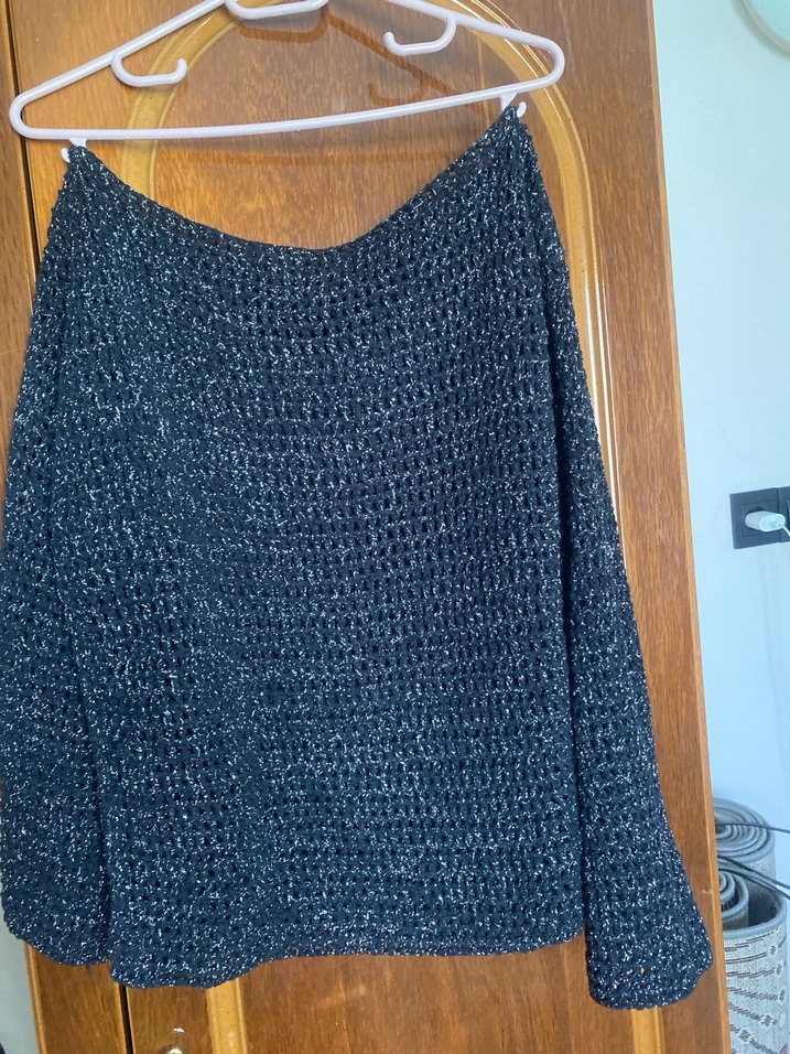 Siyah simli Triko Kadın Uzun Kollu kazak - Görsel 4