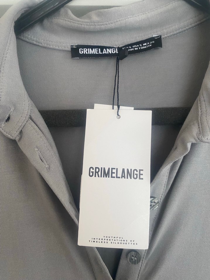 Gri Uzun Kollu V Yaka Kadın Elbise - Görsel 2