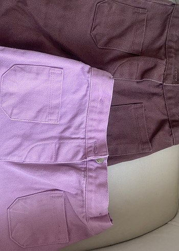 Kızlar için Lila ve Kahverengi Pamuklu Bol Kesim Pantolon - Görsel 5