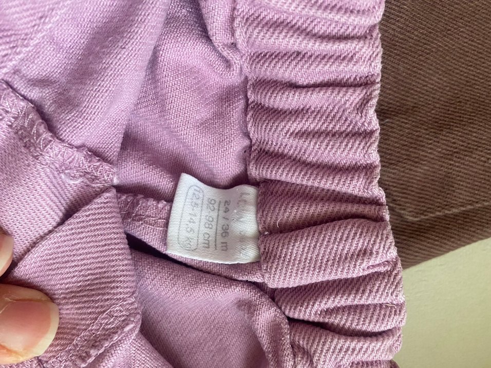 Kızlar için Lila ve Kahverengi Pamuklu Bol Kesim Pantolon - Görsel 3