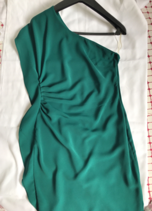 Yeşil tek kollu elbise