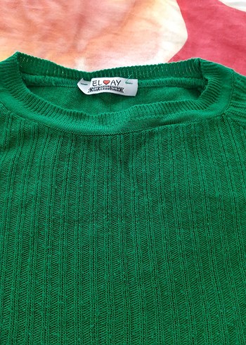 Kadın Yeşil Triko Uzun Kollu Kazak - Görsel 3