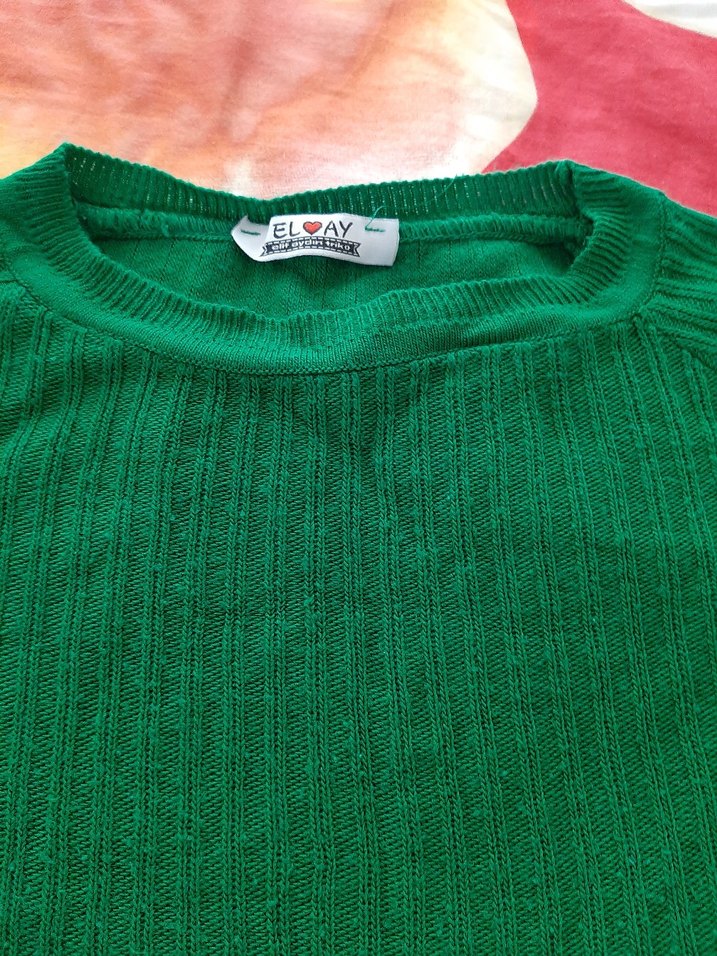 Kadın Yeşil Triko Uzun Kollu Kazak - Görsel 3