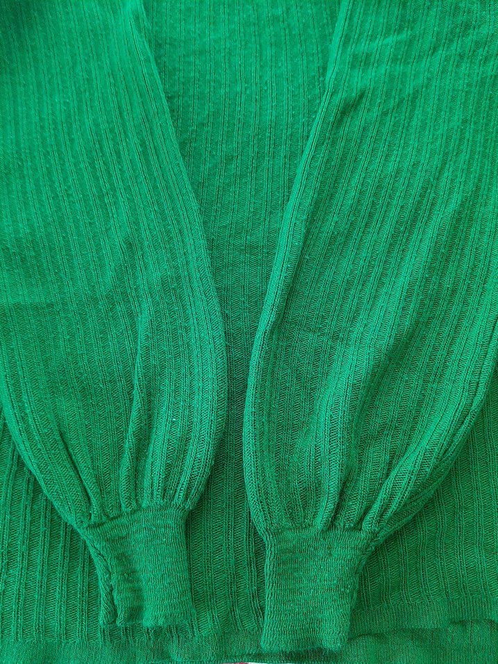 Kadın Yeşil Triko Uzun Kollu Kazak - Görsel 4