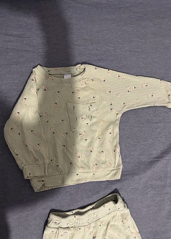 Bej Bebek Kız Uzun Kollu Düğmeli Takım - Görsel 3