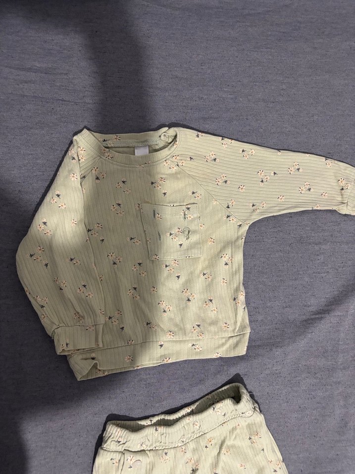 Bej Bebek Kız Uzun Kollu Düğmeli Takım - Görsel 3