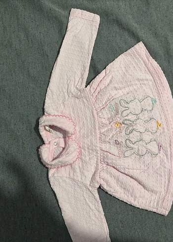 Düğmeli Pembe Kız Çocuk Elbisesi - Görsel 4