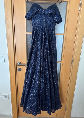 Parlak Lacivert Uzun Abiye Elbise 38 - Görsel 5