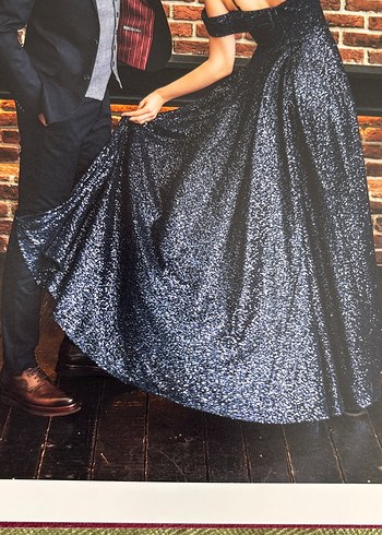 Parlak Lacivert Uzun Abiye Elbise 38 - Görsel 10