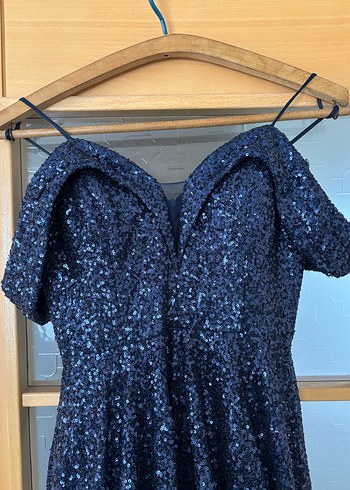 Parlak Lacivert Uzun Abiye Elbise 38 - Görsel 2