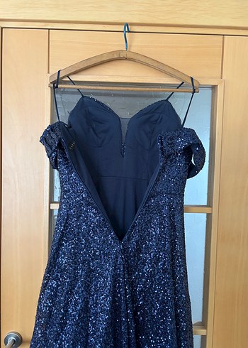 Parlak Lacivert Uzun Abiye Elbise 38 - Görsel 6