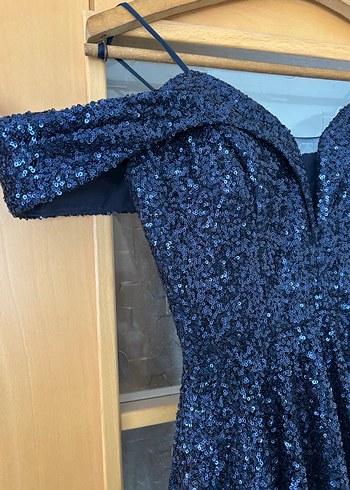 Parlak Lacivert Uzun Abiye Elbise 38 - Görsel 3