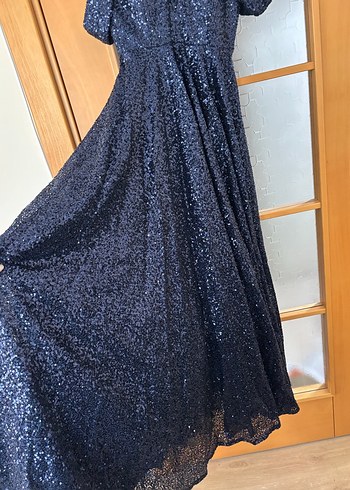 Parlak Lacivert Uzun Abiye Elbise 38 - Görsel 4