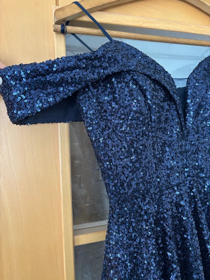 Parlak Lacivert Uzun Abiye Elbise 38 - Görsel 3