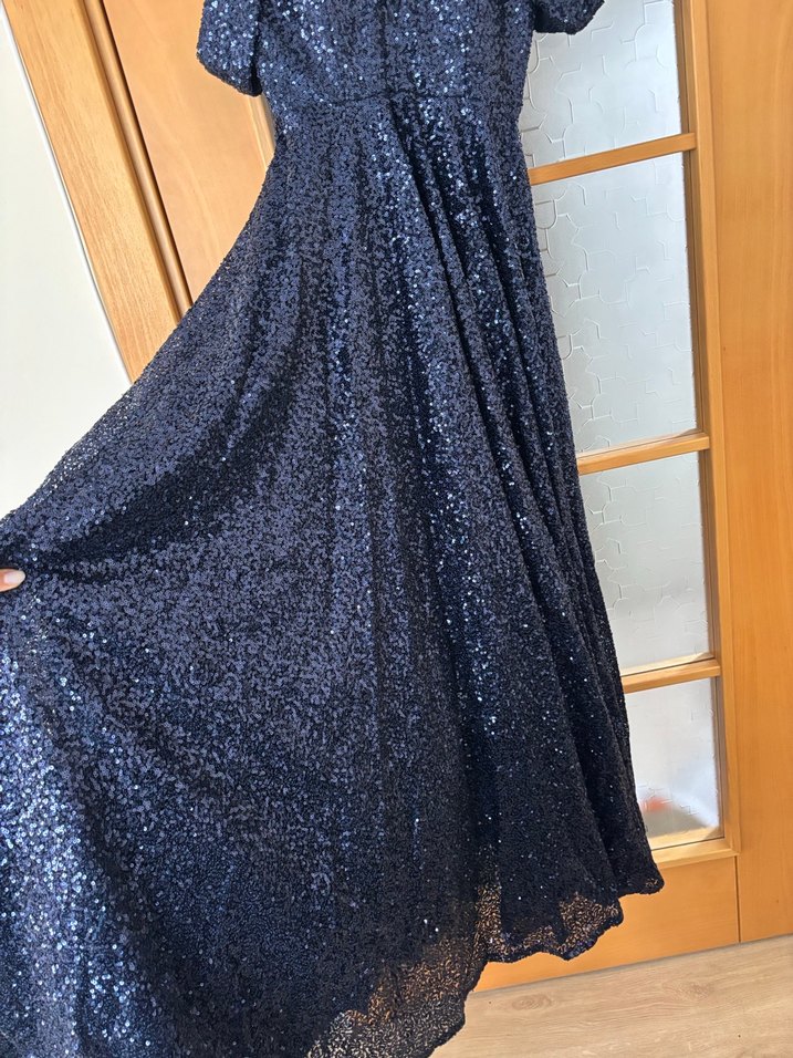 Parlak Lacivert Uzun Abiye Elbise 38 - Görsel 4