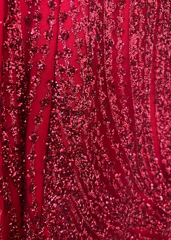 Bordo Drapeli Uzun Abiye Elbise 40 - Görsel 8