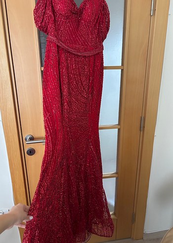 Bordo Drapeli Uzun Abiye Elbise 40 - Görsel 9