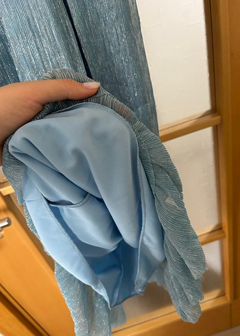 Bohem Mavi Nakışlı Midi Elbise 40 - Görsel 3