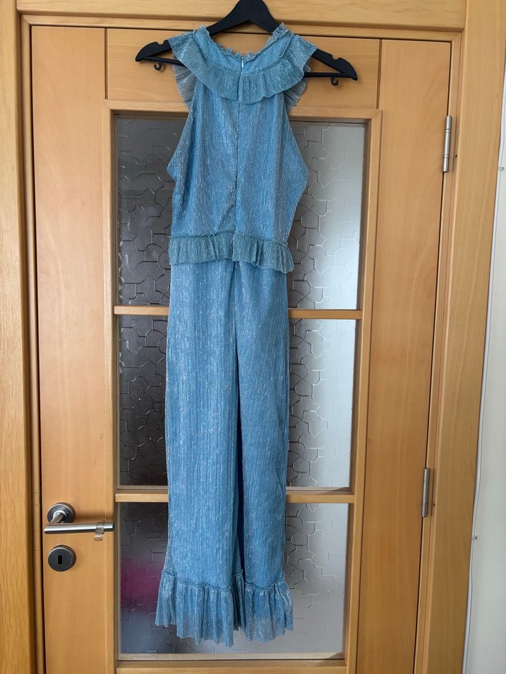 Bohem Mavi Nakışlı Midi Elbise 40 - Görsel 4