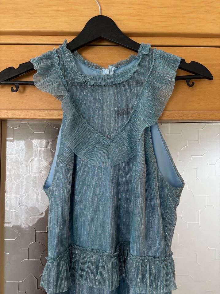 Bohem Mavi Nakışlı Midi Elbise 40 - Görsel 2